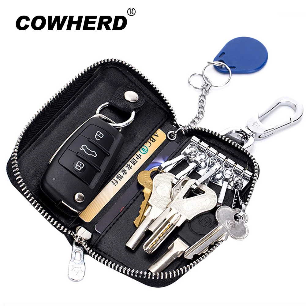 Men Real Top Layer Genuine Leather Key Case Women Multifunctional