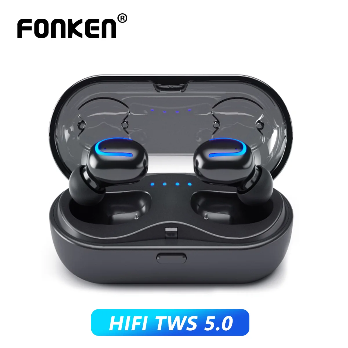 FONKEN наушники-вкладыши TWS с Беспроводной наушники стерео Bluetooth наушники 5,0 в ухе спортивная Гарнитура Bluetooth с зарядным Чехол для мобильного телефона