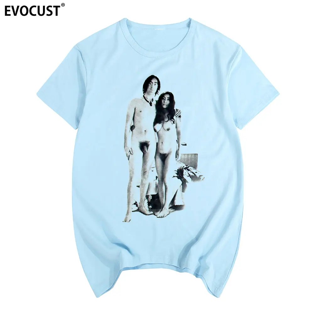 Джон Леннон две девственницы футболка хлопок мужская футболка Новая женская летняя футболка - Цвет: sky blue