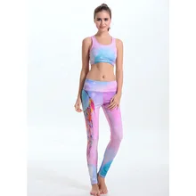 2017 New 3D Printed Sporting Starry Clothes Lulu Yoga Fitness Bra Crop Top Gym Running Pants Leggings Women Sports Sets