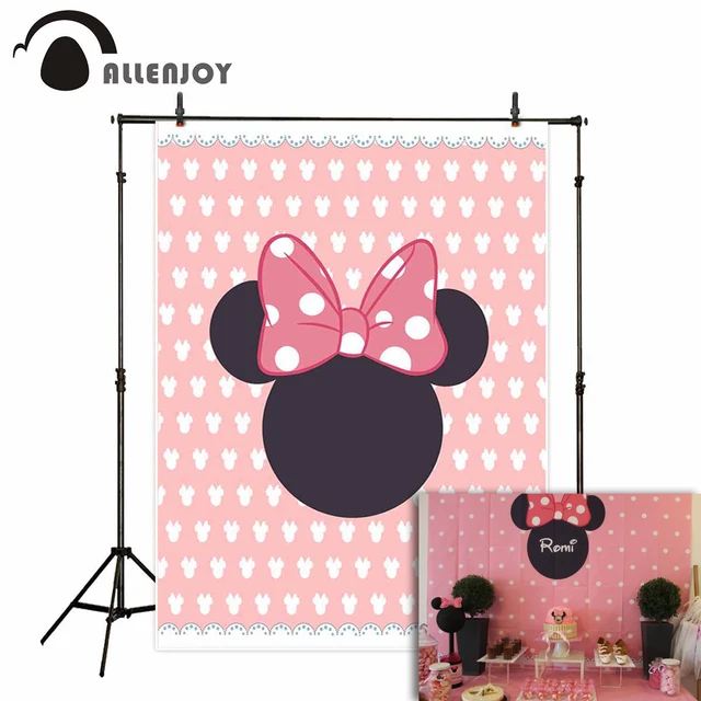 Allenjoy photographic background Pink princess mouse cute birthday party photography backdrops photocall photophone photo props