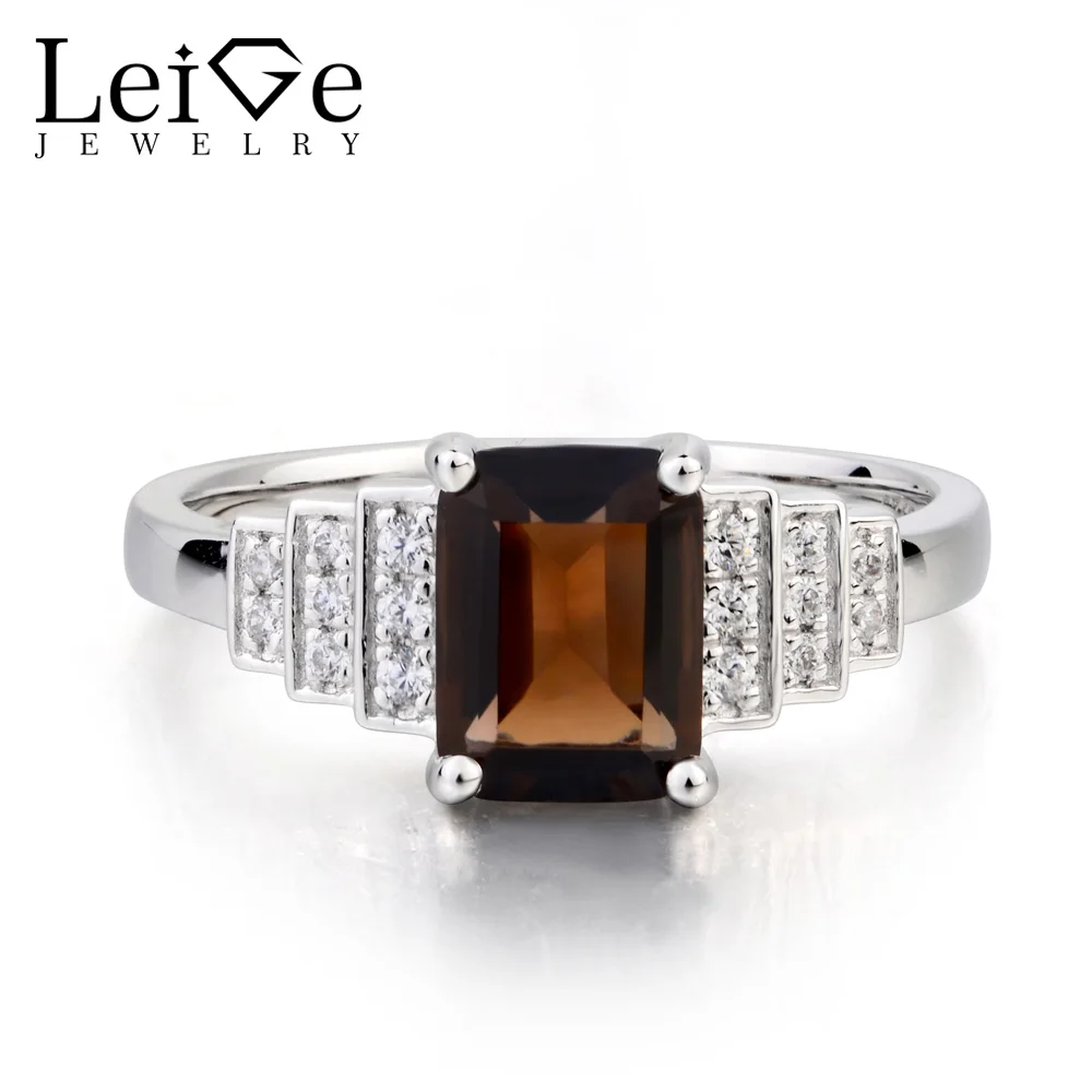 Buy Leige Jewelry Real Natural Smoky Quartz Ring
