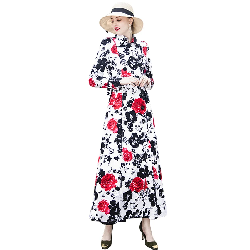 Trench Coat Printed Belt Autumn Coat Women Designer Turn