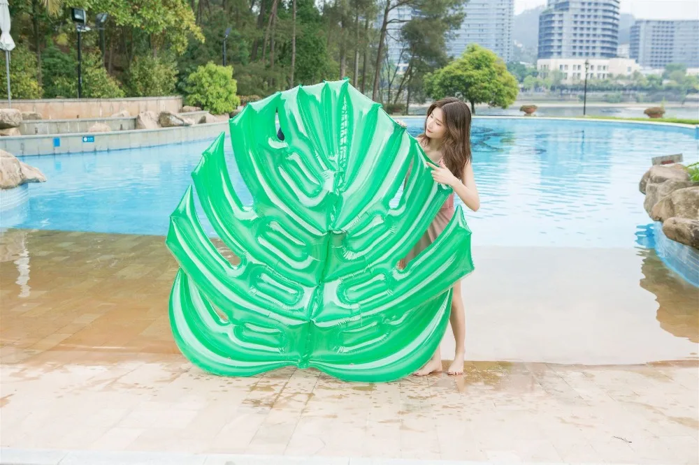 New design adult swimming pool water toys green leaves leaf tube accessories tube rafting water toys (6)