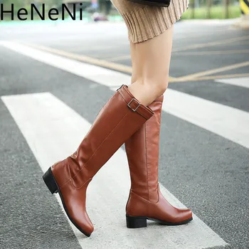 

Boots woman 2018 Winter Lady Riding boots Women Knee-High boots femme ete Zip Buckle Girls Sapato Feminino boots Plus size 33-46
