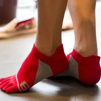 

New 6 Print Hit Color Men Five Finger Socks Men Cotton Socks Breathable Ankle Socks Fit Asian Size 39-44 Summer