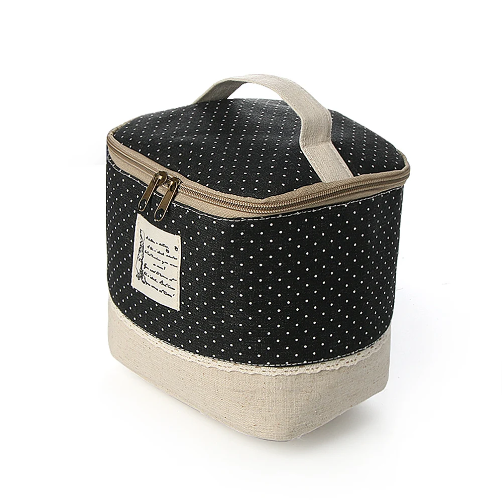 

Fashion High Quality Multifunction Travel Linen Cosmetic Makeup Bag Toiletry Organizer Storage Case Dot Zipper Bag Wholesale