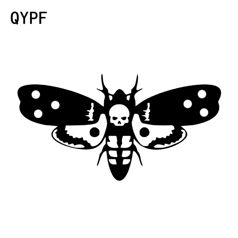 

QYPF 14.5CM*10.4CM Interesting Skull The Fish Tail Graphic Car Sticker Black/Silver Vinyl Decoration S9-2160