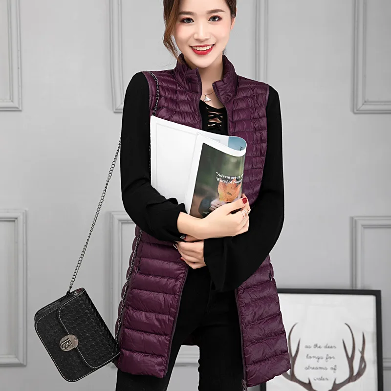 Goedkoop NewBang Merk Lange Vest Vrouwen Ultra Licht Bodywarmer Winddicht Lichtgewicht Warm Vest Vrouwelijke Down Jas Lange Slanke Mouwloze