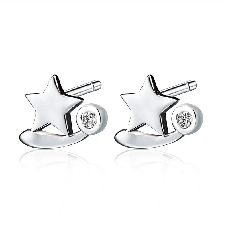 

VOJEFEN Creative Cute 925 Sterling Silver Star Earrings With Zircon Tiny Star Ear Stud for Girls Elegant Jewelry Gift Box