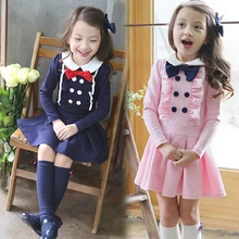 Roupas infantis menina printemps été fille robe angleterre style vêtements pour enfants marine rose japonais enfants école robes pour filles