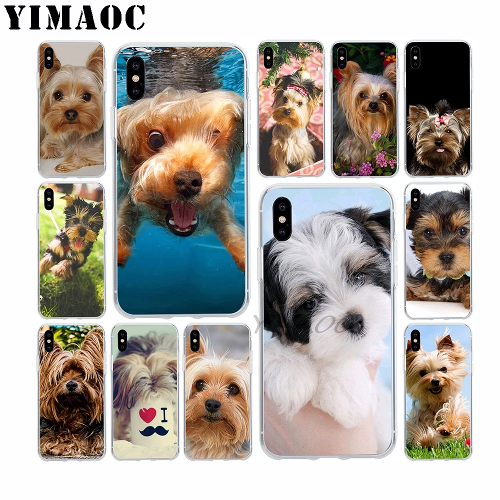 

YIMAOC Yorkshire Terrier Soft TPU Silicone Case for Apple Iphone Xr Xs Max X 10 8 Plus 7 6S 6 Plus SE 5S 5 7Plus 8Plus Cover