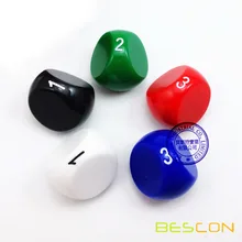 Bescon стиль многогранные кубики 3-сторонний игры игральная кость, D3 под давлением, D3 кости, 3-стороннее освещение кости, 3-сторонняя куб, набор из 5 Непрозрачные Цвет