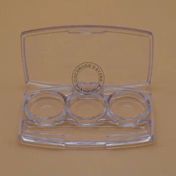 

(30 pieces/lot) Empty clear Eye shadow case 3 Pan makeup compact mini small Eyeshadow Palette Case with 3 compartments