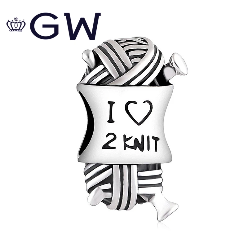 Модные ювелирные изделия GW из натурального серебра 925 пробы Шарм I Love to Knit с