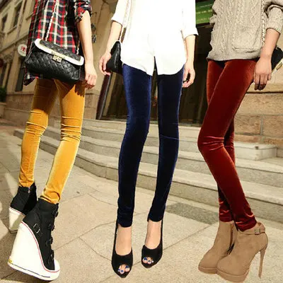 

2019 Female Slim Causal Stretch Velvet Pants Leggings Women Spring Clothing