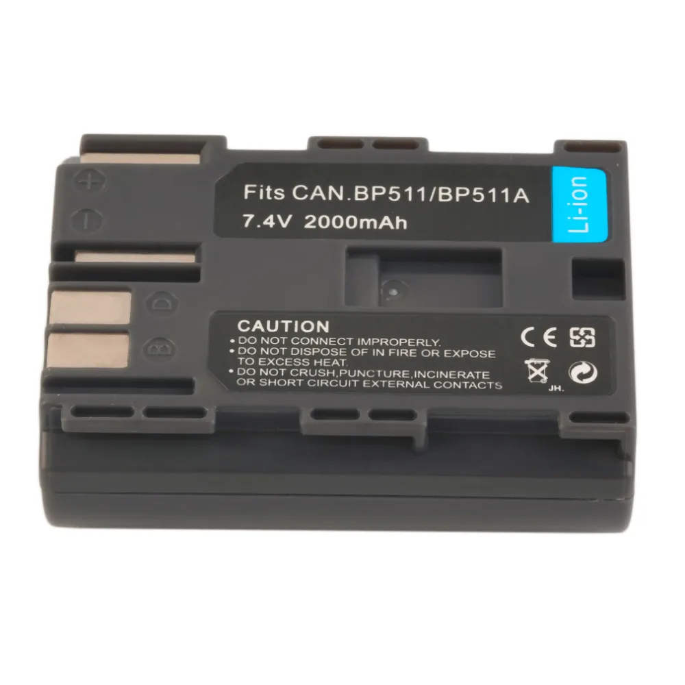 

Replacement 7.4V 2000MAH Rechargeable Li-Ion Battery for CANON BP-511/511A Drop Shipping