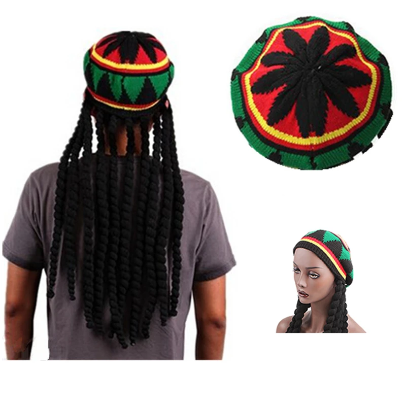 Granada Costa Hat Wig Reggae Beret Bob Marley Caribbean Jamaican Hat New Braids  Style Decorating Hat With False Braids For Show|Men's Berets| - AliExpress
