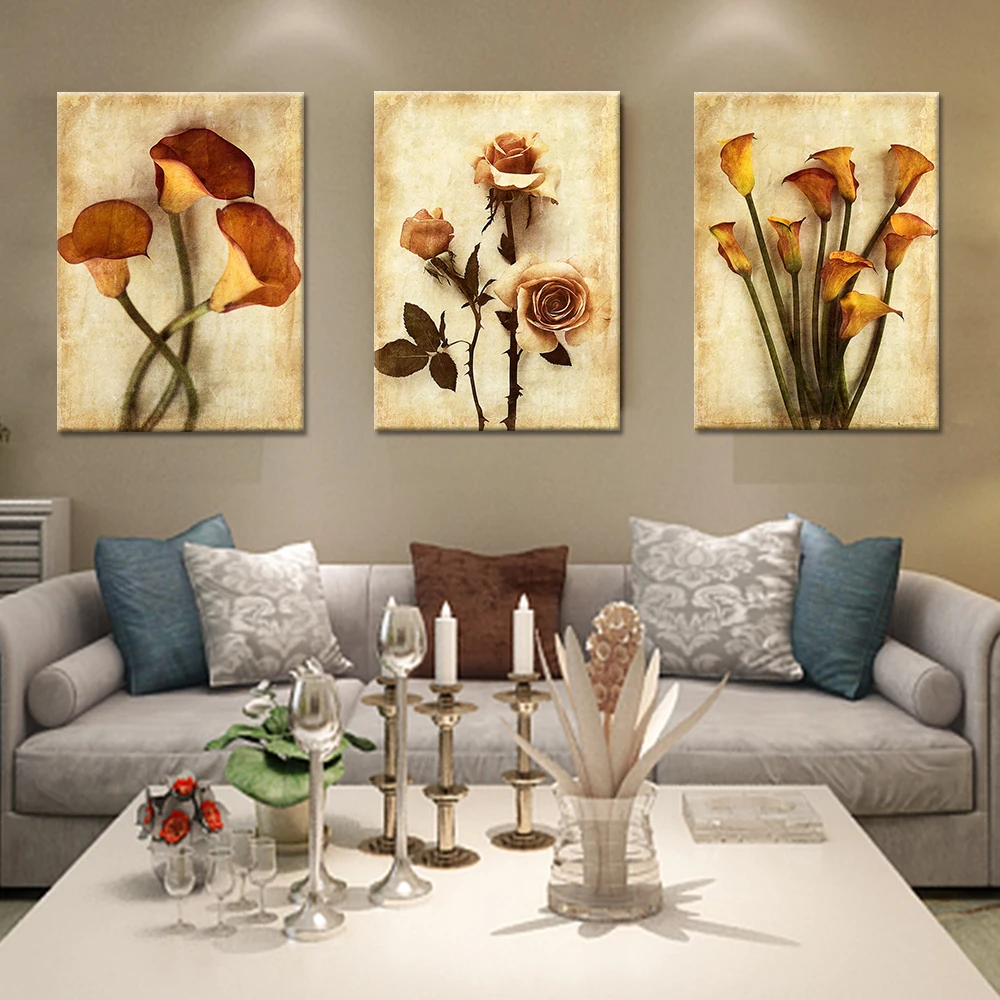 

3 Pieces Canvas Painting Flower Simple Modern Abstract Home Decoration Modular Picture for Living Room Wall Unfrmed