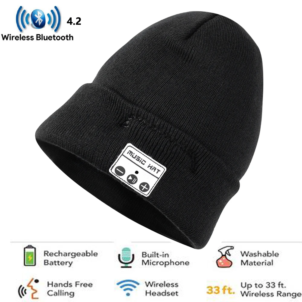 2020 Bluetooth4.2 музыкальная шапка зимняя беспроводная Bluetooth гарнитура вязаная