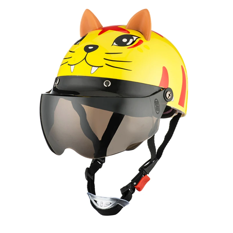 Электрический автомобиль Sccoter дети половина шлем Детская безопасность мальчик девочка мультфильм мотоциклетный шлем с Goggle козырьки Детские проекции - Цвет: 810Y