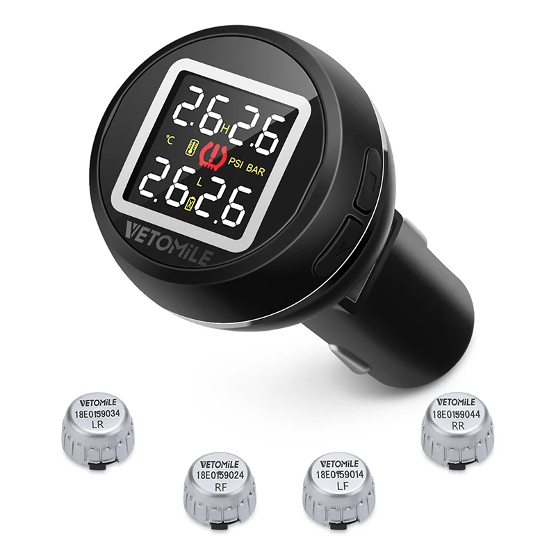 Tire Pressure Alarm Tyre Monitoring System Car TPMS + 4 External