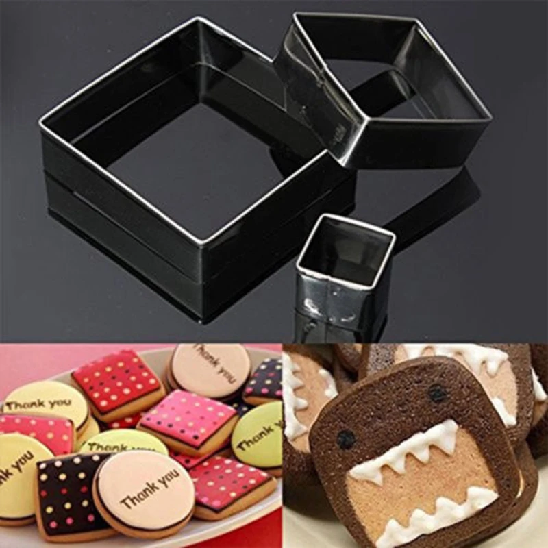 1Set Stainless Steel 3D Square Cake Cutter Mold Mousse Cake Decorating Baking Tools Sugarcraft
