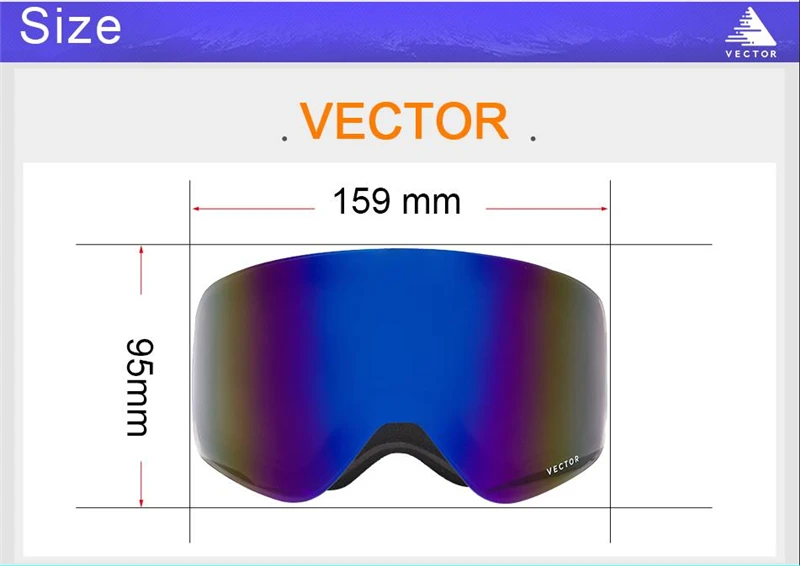 Вектор бренд лыжные очки с случае двойной объектив UV400 Анти-туман лыжный снег очки Лыжный Спорт Для мужчин Для женщин зимний сноуборд очки HB108