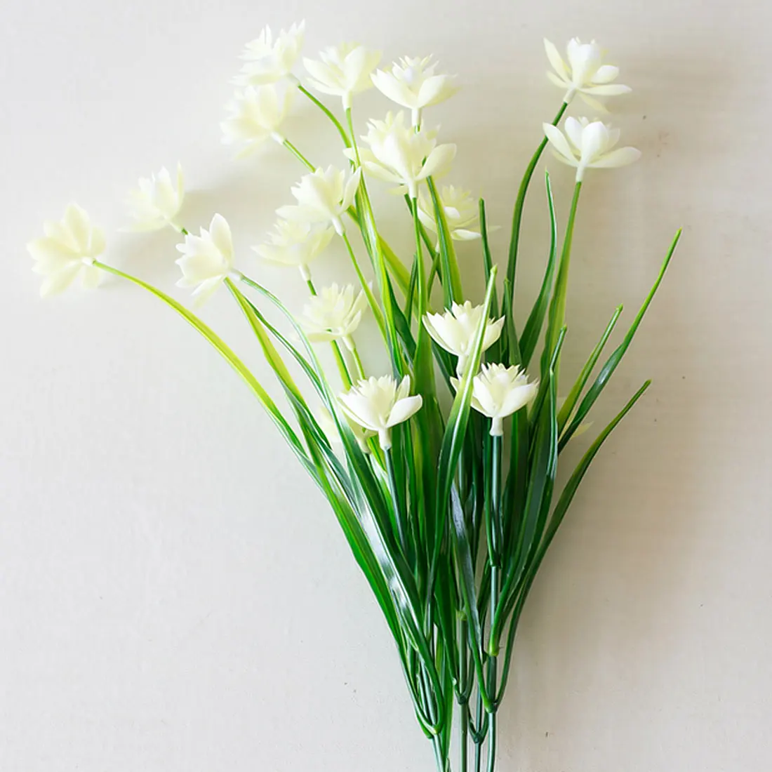 Искусственные цветы 5 вилок Мини Искусственные цветы Лотос с листом шелк искусственная лилия водные растения для украшения дома аксессуары - Цвет: White 38cm