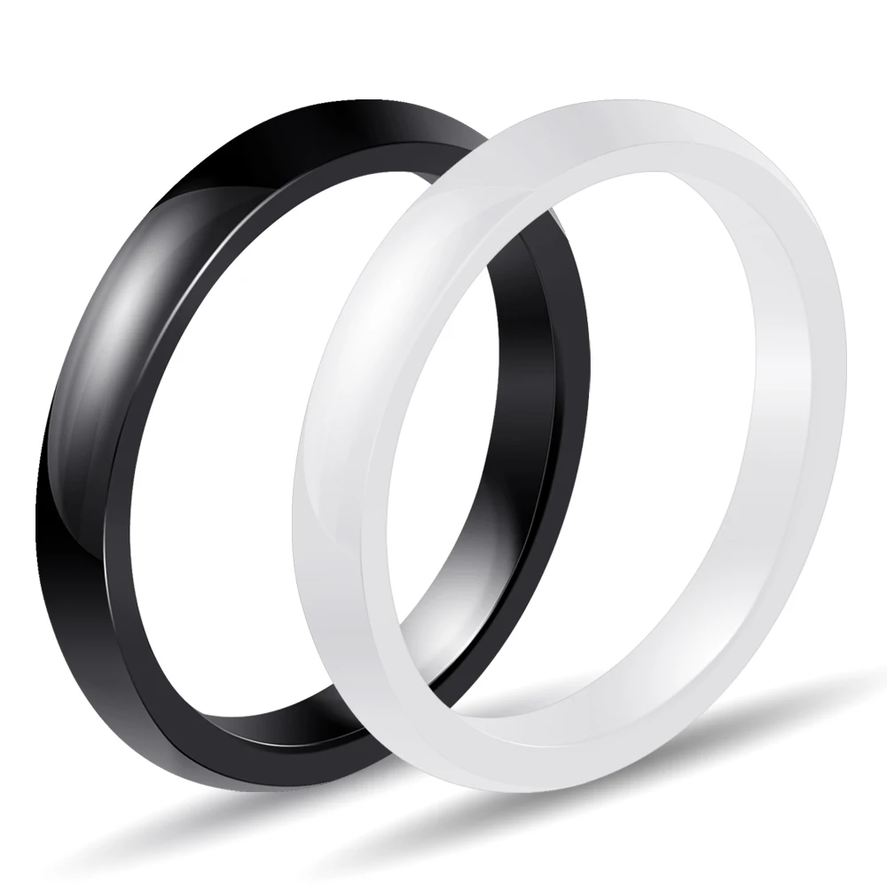 3mm Light 4 Colors Simple Ceramic Rings For Women Smooth Ceramic Rings White&Black&Blue&Pink
