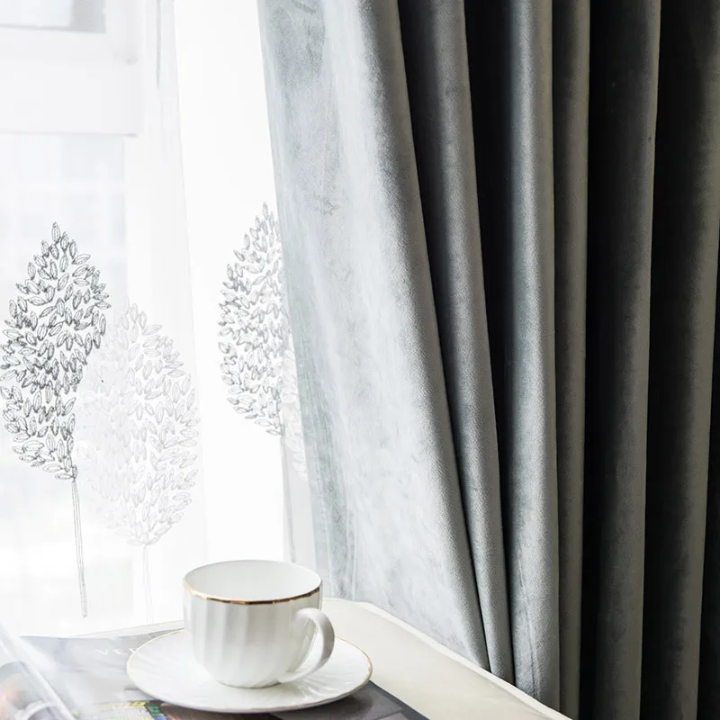 Estilo nórdico Color sólido 90% apagón Cortinas de terciopelo marrón Cortinas de tela para sala de estar dormitorio cocina Cortinas