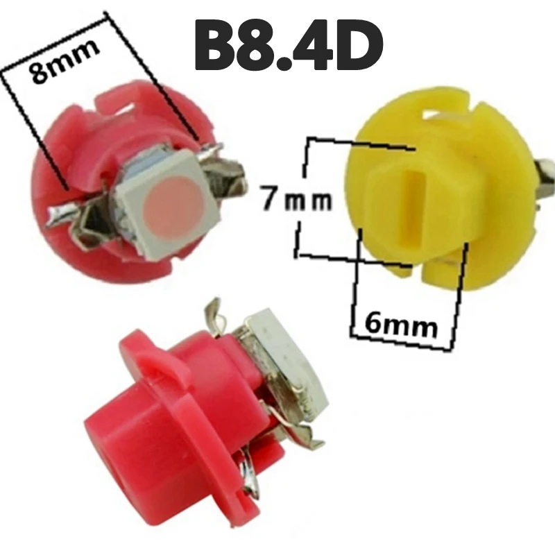 

100pcs T5 B8.4D B8.4 LED 5050 SMD car Dashboard warming indicator Wedge Light Auto lights white red yellow blue green 100X
