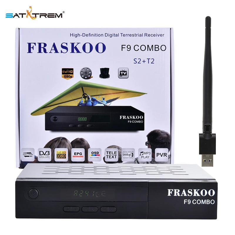 

Satxtrem F9 COMBO DVB-S2/S DVB-T2/T Satellite Receiver USB WiFi 1080P Full HD Support Ccxam Newcam Youtobe