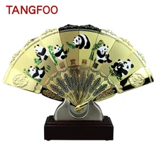 Gold - plated copper Fan Metal Ornament Craft stereo handicraft furnishing articles new vintage business gift Desktop home Decor Gold - plated copper Fan Metal Ornament Craft stereo handicraft furnishing articles new vintage business gift Desktop home Decor