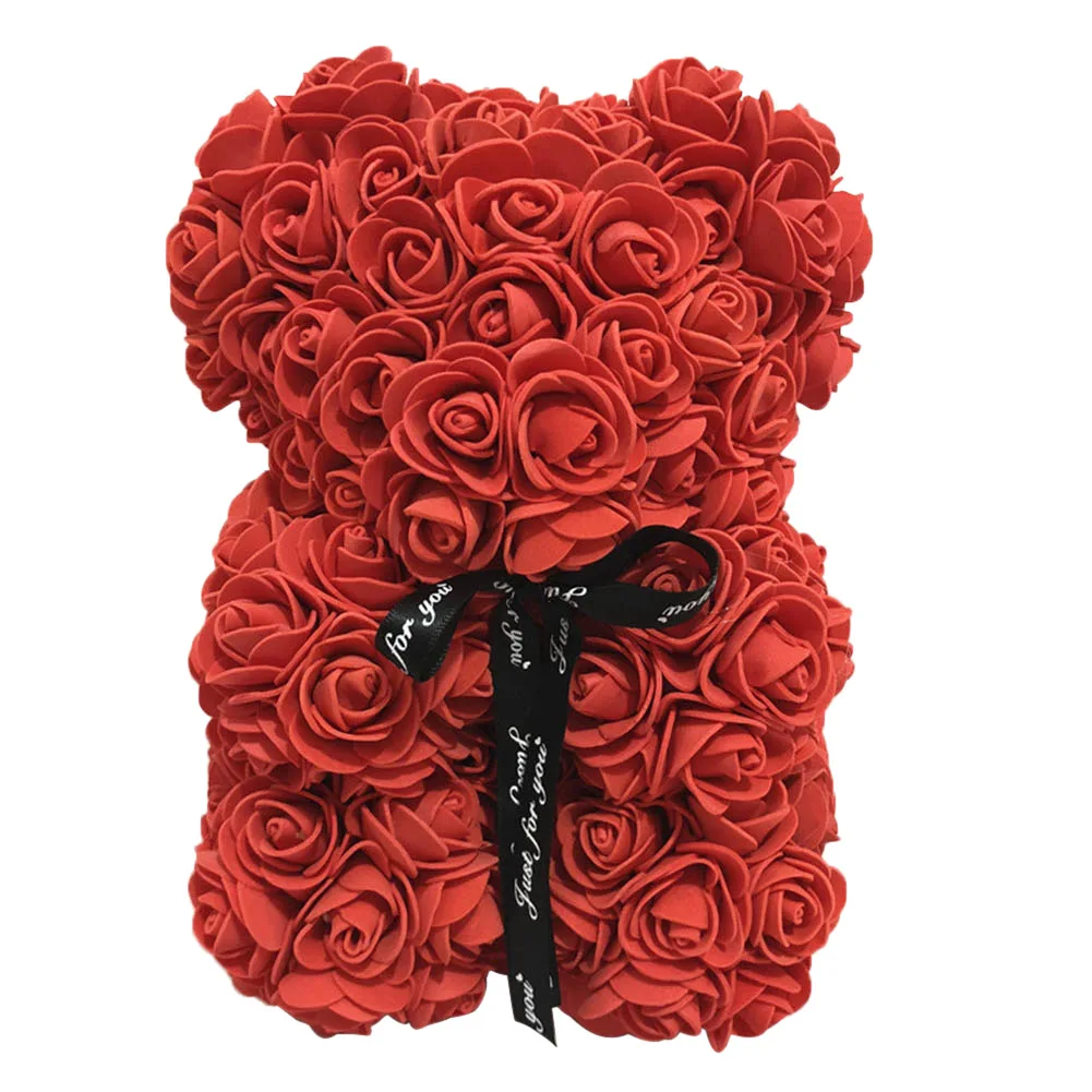 Хит, подарок на день Святого Валентина, 25 см, красная роза, плюшевый мишка, цветок розы, искусственное украшение, рождественские подарки для женщин, подарок на день Святого Валентина