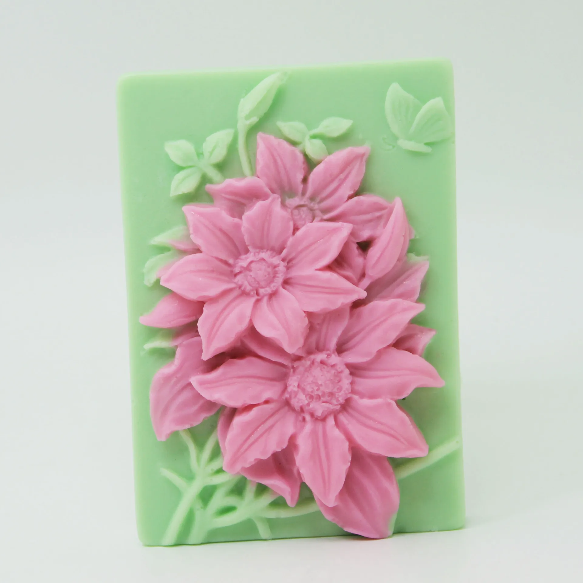 Flower Decorative Cake Silica Soap Mould Rectangle Shape 3D Craft Bath Soap making Silicone Mold