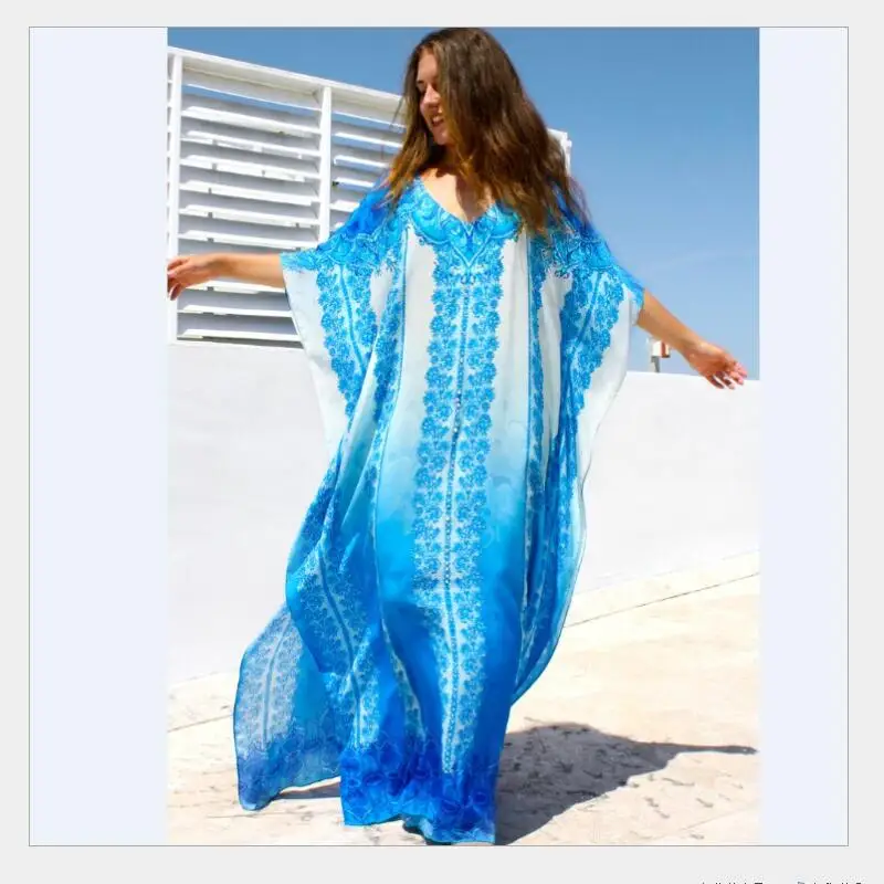 Us 2219 New Print Tunic Full Length Cosmic Dress Caftan Long Dress Kaftan Beach Cover Ups In Cover Ups From Sports Entertainment On