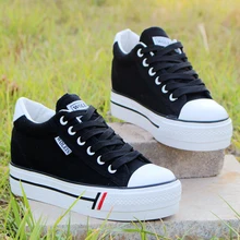 Spring and summer women’s low canvas shoes platform cotton-made shoes elevator casual shoes single shoes