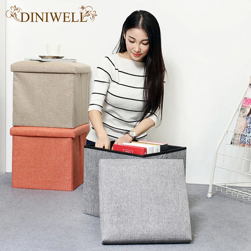 Квадратная льняная коробка для хранения одежды DINIWELL органайзер игрушечная