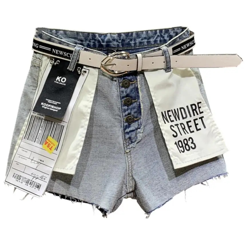 2019 летние Проблемные модные джинсовые шорты личности модного цвета, в стиле пэчворк женские свободные джинсовые шорты