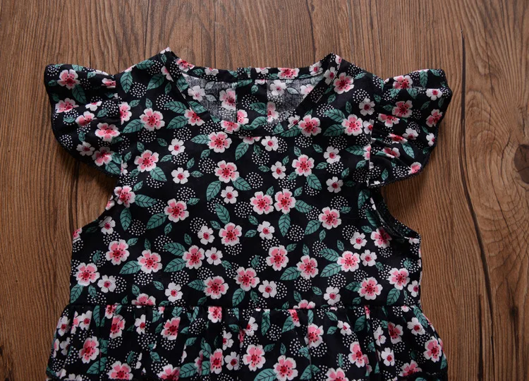 Facejoyous Summer Baby Girls Flower Romper Girl Cotton Black And Pink Floral Rompers Children O-neck Sleeveless Clothes 0-24M Facejoyous Summer Baby Girls Flower Romper Girl Cotton Black And Pink Floral Rompers Children O-neck Sleeveless Clothes 0-24M