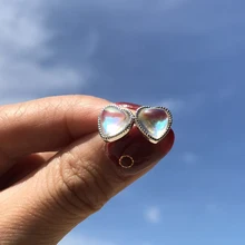 Utimtree, трендовые серьги-гвоздики в форме сердца с лунным камнем для женщин и девочек, корейские ювелирные серьги, 925 серебро, высокое качество, Brincos Bijoux