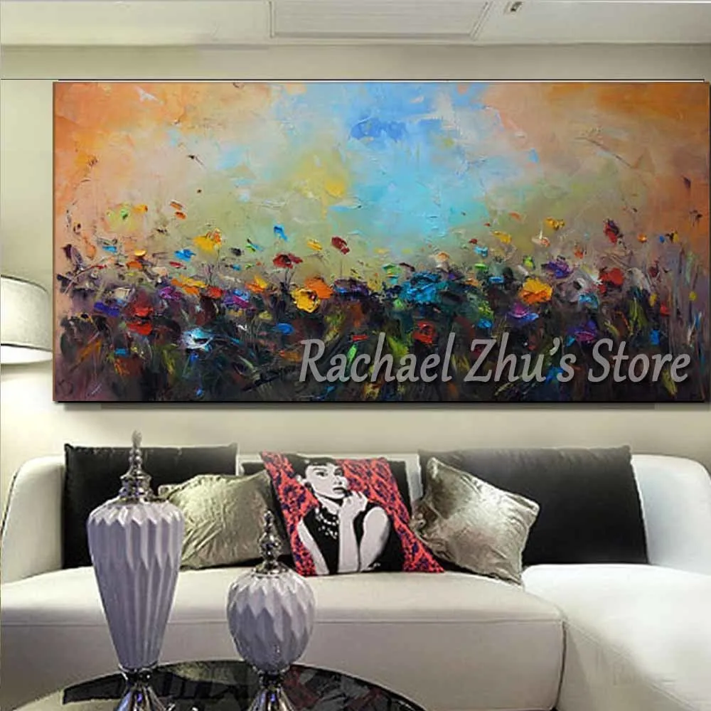 

Large Size Hand Painted Abstract Flower Landscape Oil Painting On Canvas Abstract Flore Wall Picture Living Room Home Wall Decor