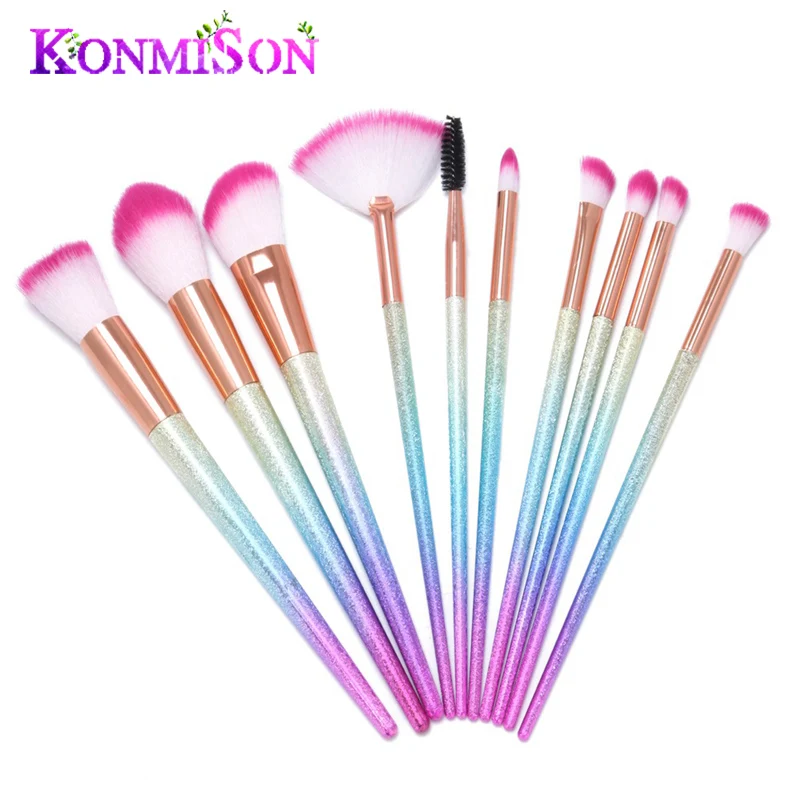 

Konmison Professional Make Up Brushes Rainbow Cosmetics Makeup Brush Set Eye Shadow Powder Blush Foundation kit pincel maquiagem