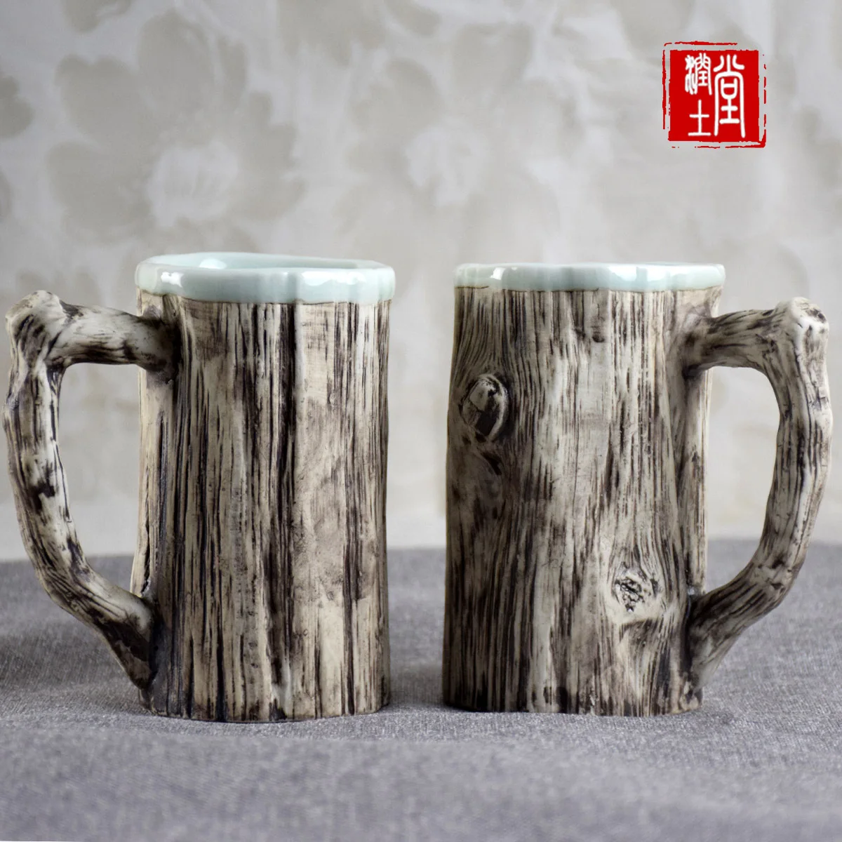 

A Creative Ceramic Cup Imitation Bark Mug Cup for Lovers