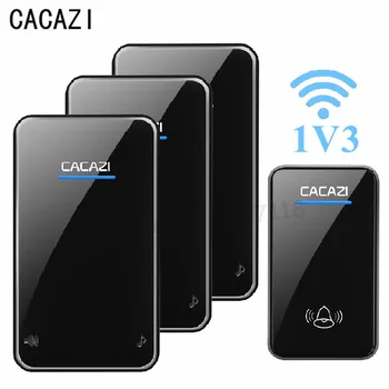 

EU UK US Plug-in Waterproof Wireless Doorbell 200M Remote Ring Door Bell AC220V Battery 1 Push Doorbells Buttons 3 Receivers