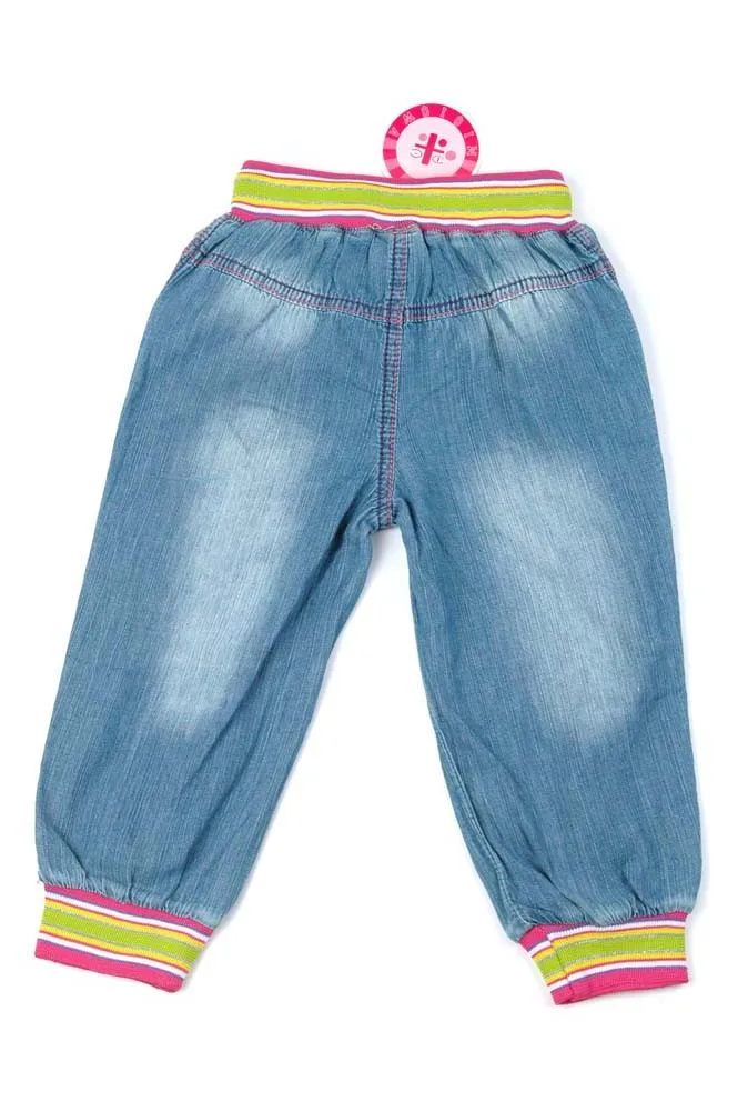 12M-5Y из джинсовой ткани для девочек, штаны для детей ясельного возраста, для детей с вышивкой в виде бабочек и джинсы для детей Нержавеющая цепь штаны; одежда для ребенка MH0187