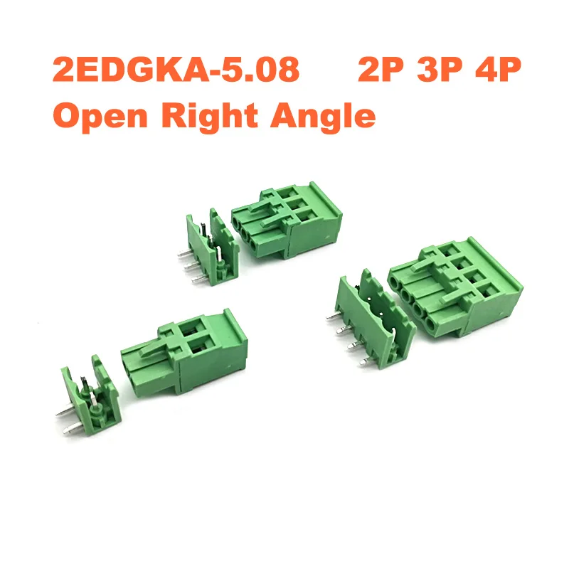 

50Sets Pitch 5.08mm 2P 3P 4P Screw Plug-in PCB Terminal Block 2EDGKA 2EDGR Right angle Pin male/female Pluggable Connector 15A