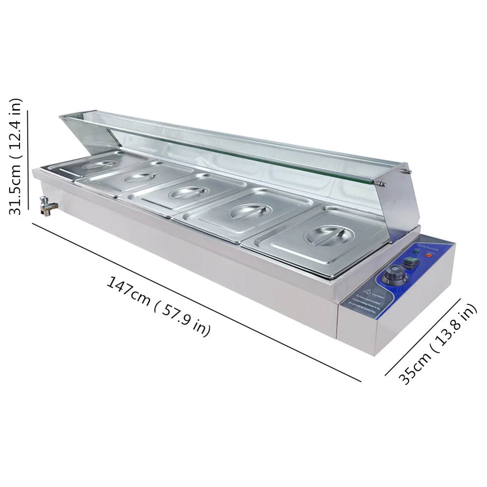 TAIMIKO 5-tanks электрический коммерческий bain marie подогреватель еды Пароварка из нержавеющей стали еда Пароварка трения блюдо хорошее качество