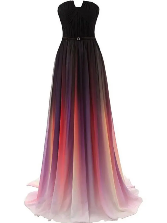 Vestidos De Novia 2020 Плиссированное без бретелек выцветающее длинное вечернее платье